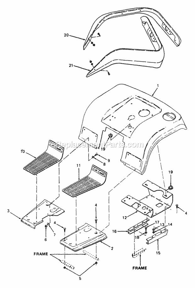 Fender And Footrest Diagram and Parts List for 2086 880001-899000, 14A-735-100, 146-735-100 Cub Cadet Lawn Tractor